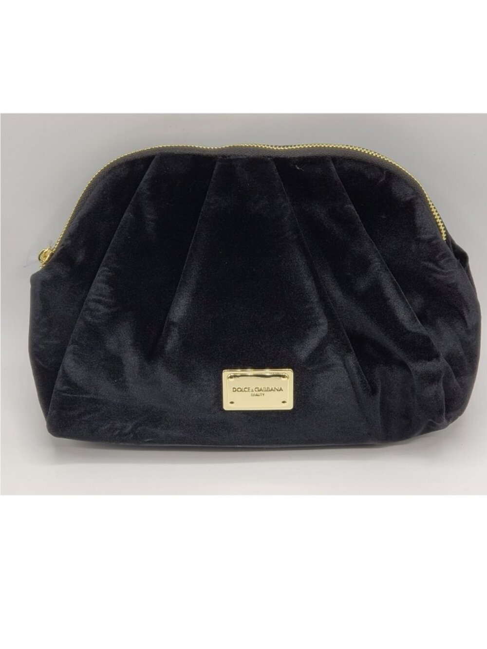 Dolce & Gabbana Black Velvet Pouch Cosmetic Makeup Bag